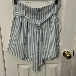 Bishop and Young Women’s (S) Blue/White Paperbag Shorts Lined Summer NWT